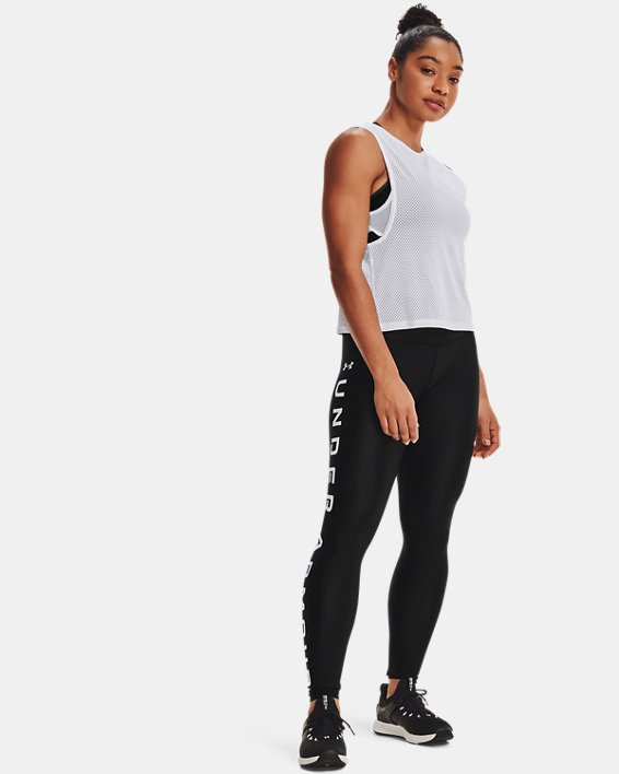 Women's HeatGear® Armour No-Slip Waistband Branded Full-Length Leggings, Black, pdpMainDesktop image number 3